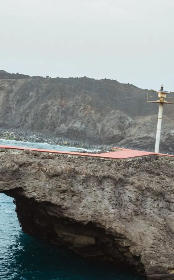 Natural lava arch on the coast