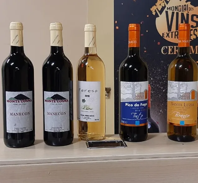 Bottles of Fogo wine from Chã das Caldeiras