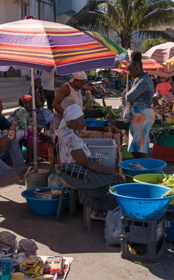 Colorful street market in Praia