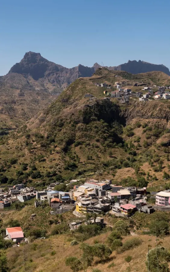 Mountain valley and village on Santiago